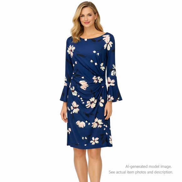 Ralph Lauren Dresses & Skirts - 144. Lauren Ralph Lauren Floral Bell Sleeve Ruched Dress Size 10